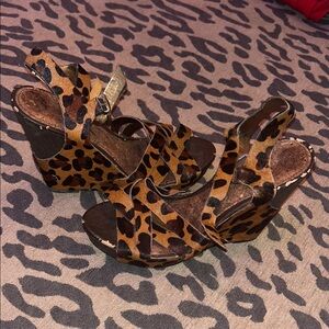 Leopard Print Wedge Sandals